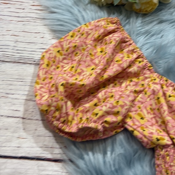 RESA Stella Flower Crop Smocked Orange Top sz S - Picture 2 of 8